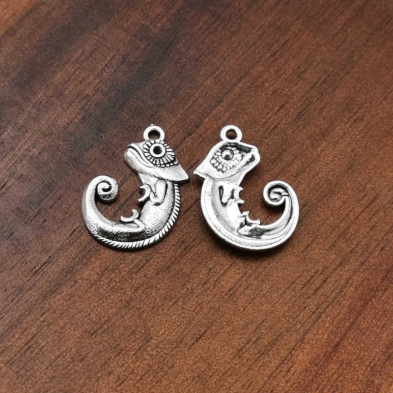 11pcs Retro Lizard Pendants for Handmade Jewelry Making